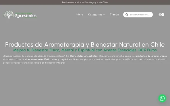 Sitio web de Elementales Ancestrales — Bienestar, desarrollado por Rómpela