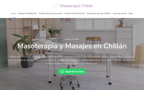 Sitio web de Masoterapia Chillán — Salud y bienestar, desarrollado por Rómpela